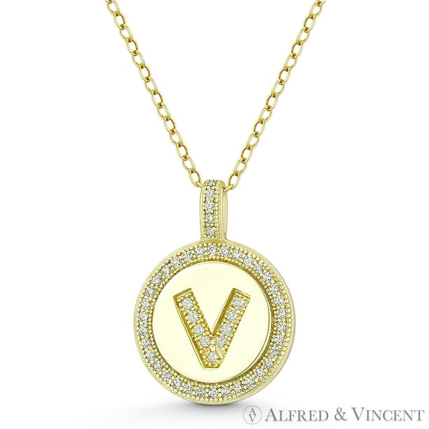 Beautiful Sterling silver 925 sterling Sterling Silver CZ Initial V Pendant Beautiful Sterling silver 925 sterling Sterling Silver CZ Initial V Pendant